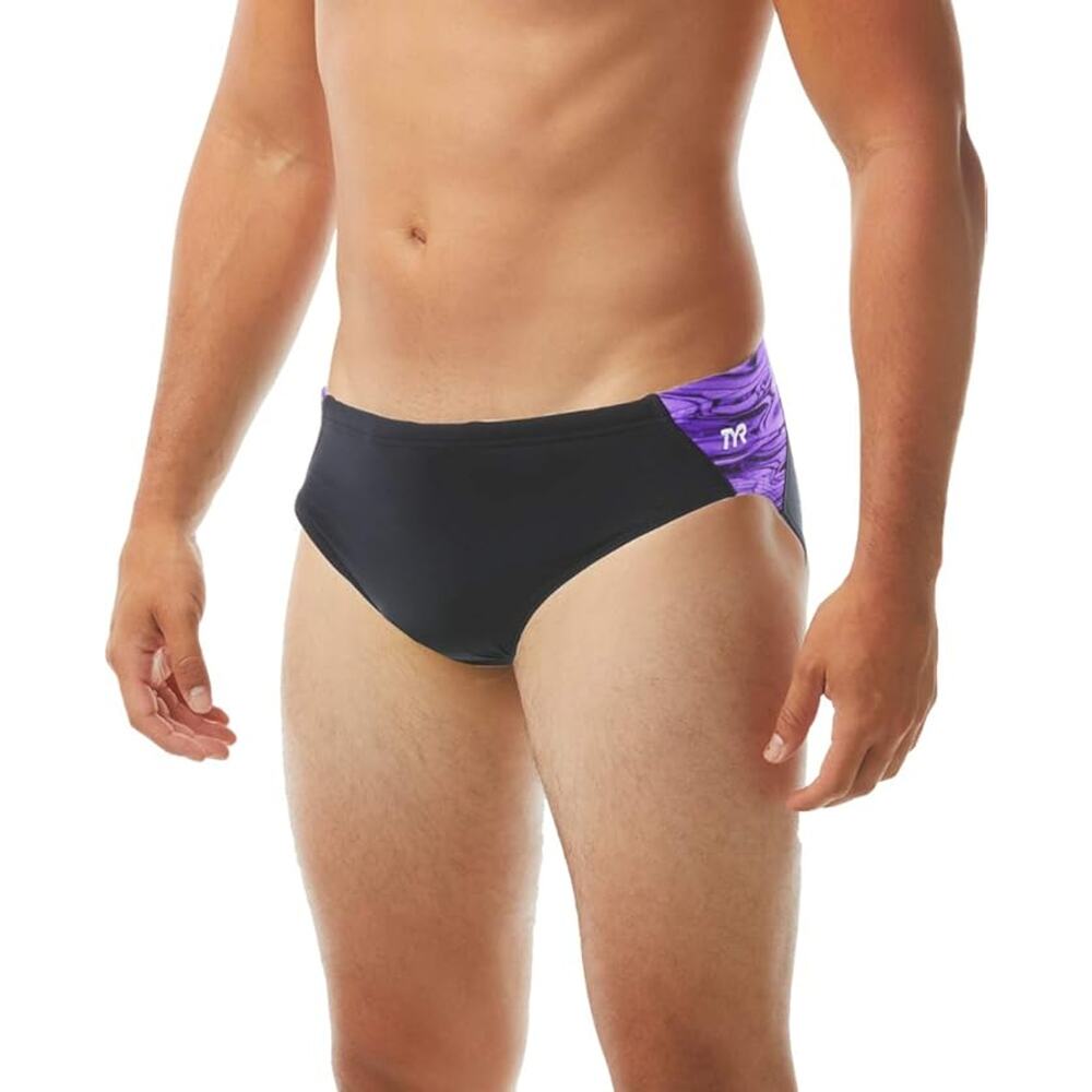 NWT TYR Men's Hydra Racer Purple Swimsuit Brief sz 26